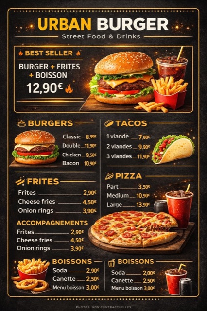 Flyer Urban Burger — menu — Restauration